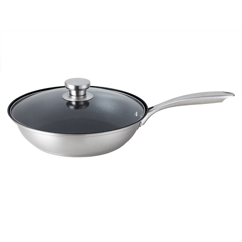 11 inch 18-10 Stainless Steel Nonstick Frying Pan with Tempered Glass Lid, Chicken Fryer 1