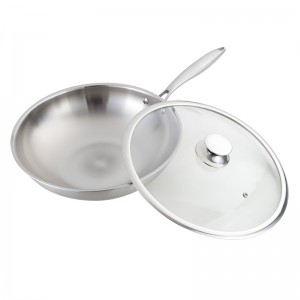 12 inch (30cm) Stainless Steel Wok Pan with Tempered Glass Lid for InductionElectricGas Stoves 2