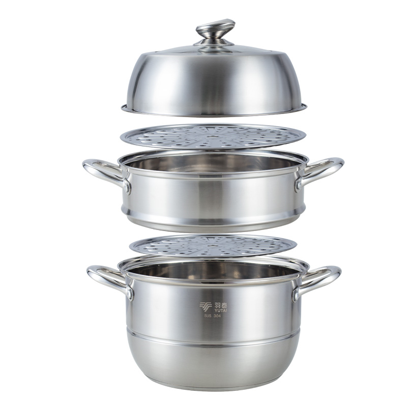 YUTAI 26-36CM SUS304 three-layer stainless steel steamer with heightened stainless steel lid (5)